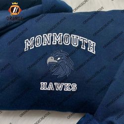 Monmouth Hawks NCAA Embroidered Tee, NCAA Monmouth Hawks Team Logo Embroidered Hoodie, NCAA Embroidered Sweatshirt