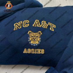 North Carolina A&T Aggies NCAA Embroidered Tee, NCAA Team Logo Embroidered Hoodie, NCAA Embroidered Sweatshirt