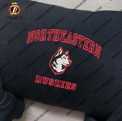 Northeastern Huskies NCAA Embroidered Tee, NCAA Northeastern Team Logo Embroidered Hoodie, NCAA Embroidered Sweatshirt