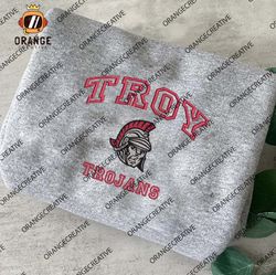 Troy Trojans NCAA Embroidered Tee, NCAA Troy Trojans Team Logo Embroidered Hoodie, NCAA Embroidered Sweatshirt