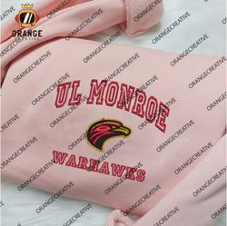 UL Monroe Warhawks NCAA Embroidered Tee, NCAA Team Logo Embroidered Hoodie, NCAA Embroidered Sweatshirt