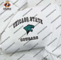 Chicago State Cougars NCAA Embroidered Tee, NCAA Chicago State Team Logo Embroidered Hoodie, NCAA Embroidered Sweatshirt