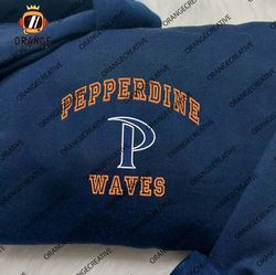 Pepperdine Waves NCAA Embroidered Tee, NCAA Pepperdine Waves Team Logo Embroidered Hoodie, NCAA Embroidered Sweatshirt