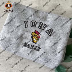 Iona Gaels NCAA Embroidered Tee, NCAA Iona Gaels Team Logo Embroidered Hoodie, NCAA Embroidered Sweatshirt
