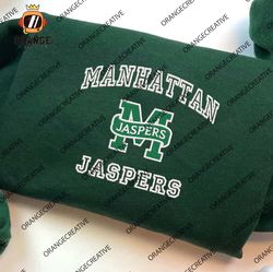 Manhattan Jaspers NCAA Embroidered Tee, NCAA Manhattan Jaspers Team Logo Embroidered Hoodie, NCAA Embroidered Sweatshirt