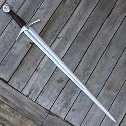 Custom Handmade Sword Leather Handle Viking Sword Unique Style Sword Double Edge Gift For Him Survival Sword Gift Sword