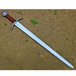 Custom Handmade Sword Leather Handle D2 Tool Steel Viking Sword Hunter Replica Sword Double Edged Sword Gift F