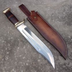Crocodile Dundee Bowie Knife Leather Handle Custom Handmade Bowie Survival Outdoor Hunting Knife Gift For Him Special
