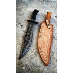 Damascus Steel Custom Handmade Forged Bowie Knife Survival Knife Outdoor Knife Gift for Him Special Bowie Knife Gift New