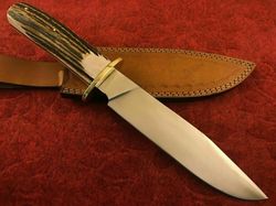 Stag Handle Bowie Knife Fixed Blade Knife Custom Handmade Bowie Survival Outdoor Gift For Him New Bowie Knife Survival