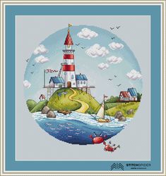 lighthouse counted cross stitch pattern pdf, cssaga,cross stitch lighth,xstitch sea, xstitch fairy, cross stitch sea
