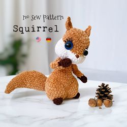 Squirrel. Crochet PDF pattern, Plush Velvet yarn Squirrel* amigurumi toy * stuffed toy