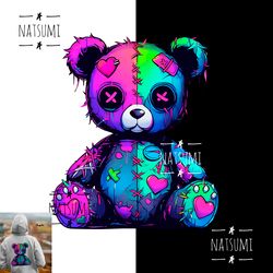 Colorful Voodoo Teddy Bear PNG for shirts designs, PNG for tumblers, Digital design PNG file for sublimation print