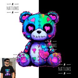 Neon Voodoo Teddy Bear PNG for shirts designs, PNG for tumblers, Teddy Bear Clipart, DTF PNG files for sublimation print