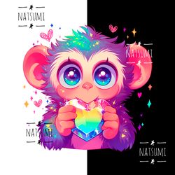 Sparkly monkey PNG file for kids tshirts, Sublimation designs for kids, Colorful monkey clipart PNG for tumblers shirts