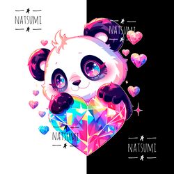 Sparkly panda PNG file for kids tshirts, Sublimation designs for kids, Colorful panda clipart PNG for tumblers shirts