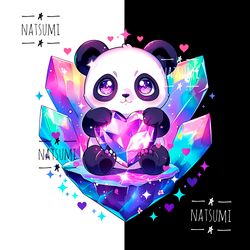 Sparkly panda PNG file for kids tshirts, Sublimation designs for kids, Colorful panda clipart PNG for shirts tumblers