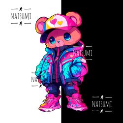 Neon Bear PNG for shirts designs, Hip hop PNG, Sublimation prints, PNG for tumblers, Urban PNG design for sublimate