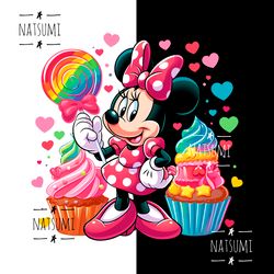 Minnie Mouse and sweets PNG, Sublimation designs downloads for tumblers, Sublimation designs for shirts, Cartoon PNG DTF