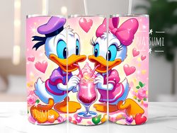 Donald and Daisy Duck tumbler wrap PNG, Disney Tumbler Wraps Sublimation Design PNG, 20oz Skinny Straight & Tapered