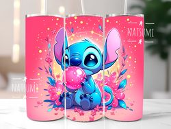 Stitch tumbler wrap PNG, Sparkle Stitch Tumbler Wraps Sublimation Design PNG for girls, 20oz Skinny Straight & Tapered
