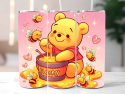 Winnie the Pooh tumbler wrap PNG, Colorful Disney Tumbler Wraps Sublimation Design PNG, 20oz Skinny Straight & Tapered