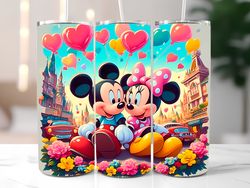 Minnie and Mickey Mouse tumbler wraps PNG, Disney tumbler wrap sublimation design PNG, 20oz Skinny Straight & Tapered