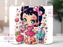 Betty Boop tumbler wrap girls PNG, Colorful Tumbler Wraps Sublimation Design PNG, 20oz Skinny Straight