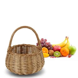 Wicker Storage Baskets - Portable Crafts Shopping Basket - Picking Basket - Sturdy Hand-Woven for Flower Bread Fruit Veg