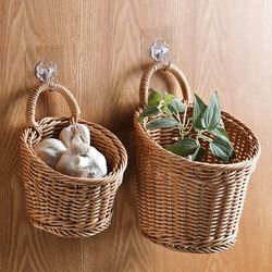 Woven Storage Basket Hanging - Portable Wall Hanging Basket - Portable Flower Plant Pot Desktop Kitchen Vegetables Stora
