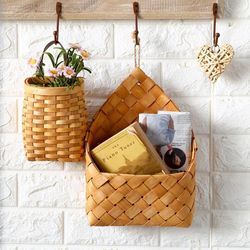 Wall Hanging Storage Baskets - Wall Decorative Plant Flower Pot - Bamboo Storage Basket for Home Garden Wedding Farmhous
