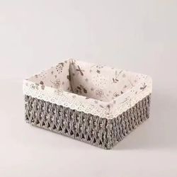 Handwoven Storage Box - Rattan Storage Baskets with Lid - Wicker Desktop Sundries Cosmetics Organizer - Clothes Snack To