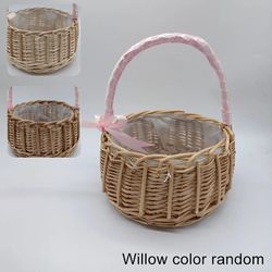 Woven Flower Basket - Rattan Storage Basket - Flower Girl Hand Basket - Handmade Flower Basket For Home Wedding Decor