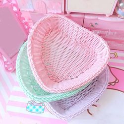 Love Heart Shape Basket - Desktop Sweet Color Basket - Photo Props for Home Storage Decoration - Nordic Storage Fruit Ba