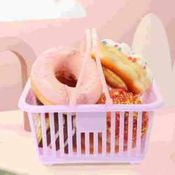 3 Pcs Storage Basket - Table Baskets for Bathroom Organizing - Shopping Plastic with Handle