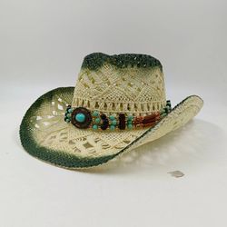 Vintage American Western Cowboy Hat - Summer Straw Hat - Breathable Fashion Trend - Sun Shield Hat - Panama Jazz Cap - W