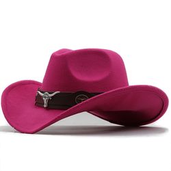 West Cowboy Hat - Black Wool - Unisex - Hombre Jazz Hat - Cowgirl Large Hat for Men - Sombreros - Size 56-58cm