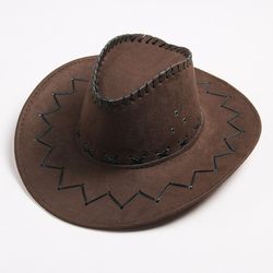 Fashion Cowboy Hat for Kids - Personalized Party Straw Hat - Suede Fabric Sun Hat - Children's Western Cowboy Hat for Bo