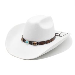"Artificial Wool Western Cowboy Hats - Vintage Wide Brim Felt Fedoras Hats - for Men and Women - Gentleman Jazz Hats - L