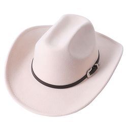 Ethnic Style Cowboy Hat - Fashion Chic Unisex Solid Color Jazz Hat - With Bull Shaped Decor - Western Cowboy Hats