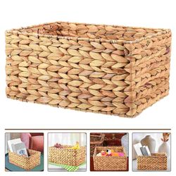 Storage Basket - Wicker Woven Bins Organizer - Toilet Paper for Shelves - Grass Rectangular Shelf Decorative - Child Hya