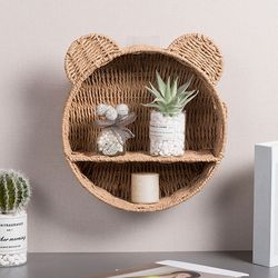 Imitation Rattan Food Grade Plastic Fruit Basket - Wall Mounted Storage Rack - Straw Woven Handmade Storage Basket