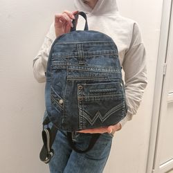 Eco-friendly denim handmade backpack from recycled denim - unisex.