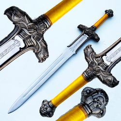 Atlantean Sword of Barbarian Replica Hand Forged Viking Fantasy Sword, Montante Battle Medieval, Hobbit, Military Swords