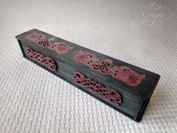 Wooden Celtic Ornament Incense Stick Burner Box Laser Cut Home Decor