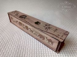 Wooden African Nature Style Incense Stick Burner Box Laser Cut Home Decor
