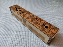 Wooden Maya Calendar Totem Incense Stick Burner Box Laser Cut Home Decor