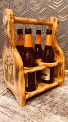 A handmade wooden crate (box) for beer.