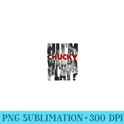 womens childs play hi im chucky wanna play text fill - high quality png files