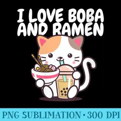 s I Love Boba for Milk Tea Lover and Ramen for Food Lover - Shirt Graphic Resources